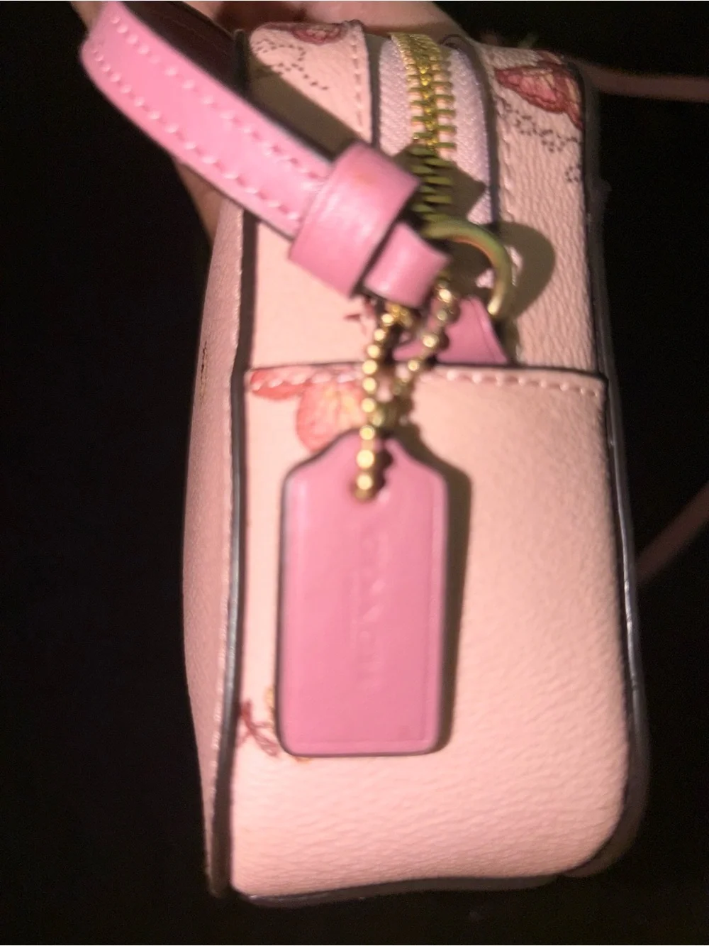 COACH Pink Butterfly Print Camera Crossbody